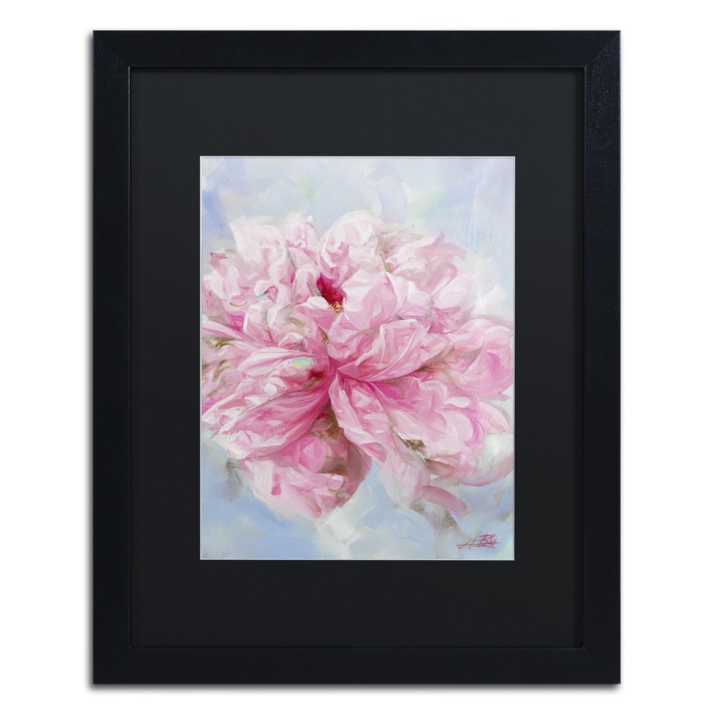 Pink Peonie II Floral Wall Art by Li Bo 16x20 Black Frame and Matte