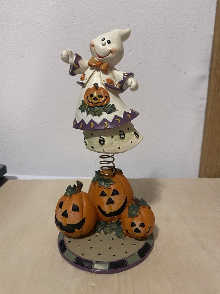 Halloween Standee Ghost With Pumpkins Resin Decor