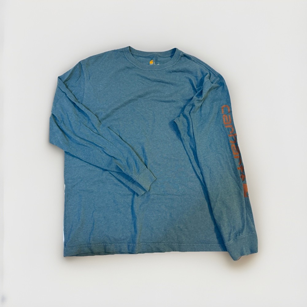 Carhartt Blue Cotton Crew Neck Original Fit Long Sleeve T-Shirt Men's L