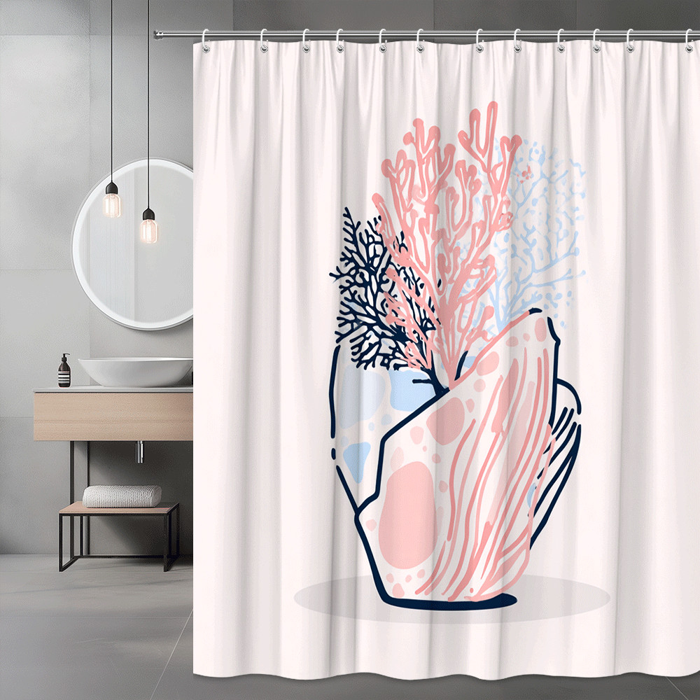 Pink Coral Reef Shower Curtain Ocean Graphic Print