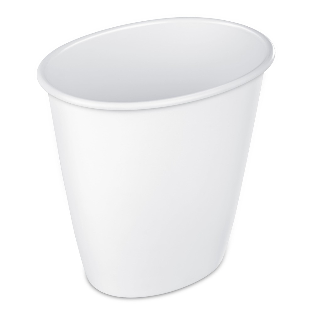 1.5 Gallon Plastic Trash Can Small Narrow Oval Garbage Bin Waste Basket White U