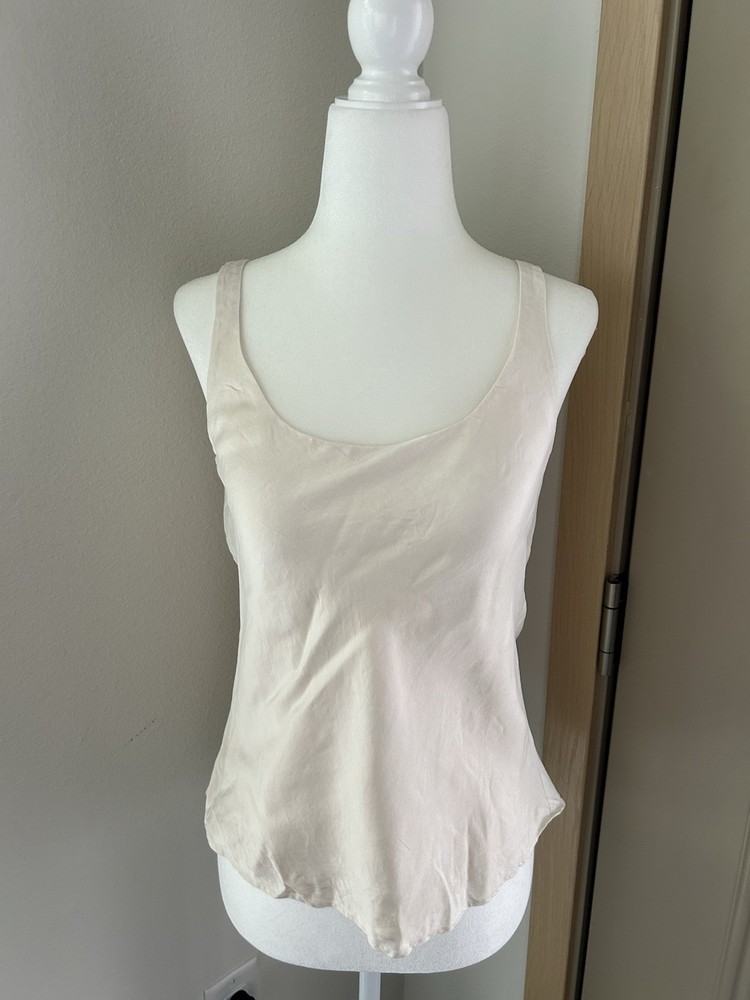 Josie Natori Silk Champagne Tank Top Minimalist Luxury Classic Feminine 90s