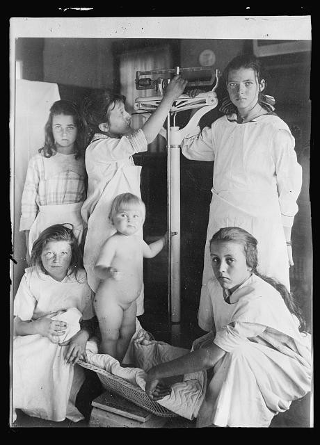 Photo:1910s Children Hospital Ward Nurses Weighing Baby Medical Photo