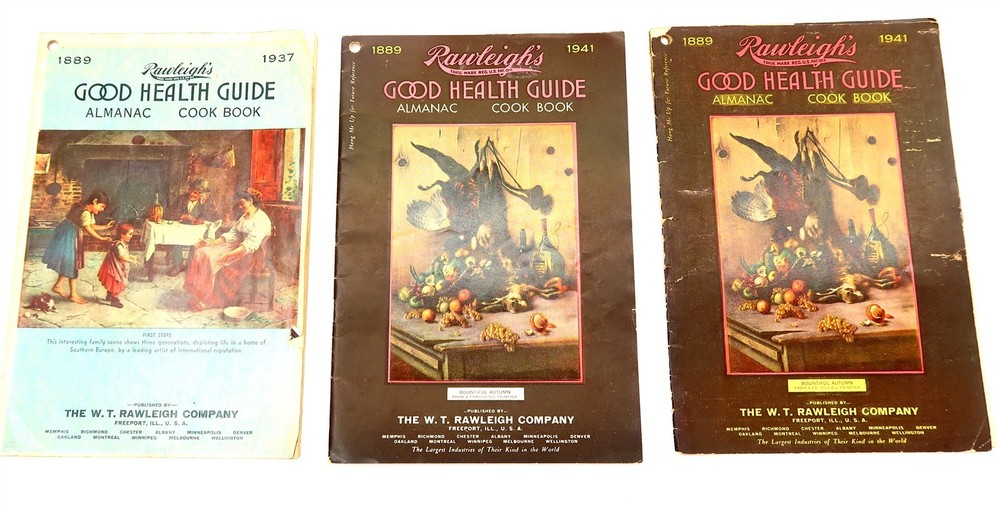3 Vintage RAWLEIGH'S GOOD HEALTH GUIDE Almanac Cookbooks from 1937 and 1941