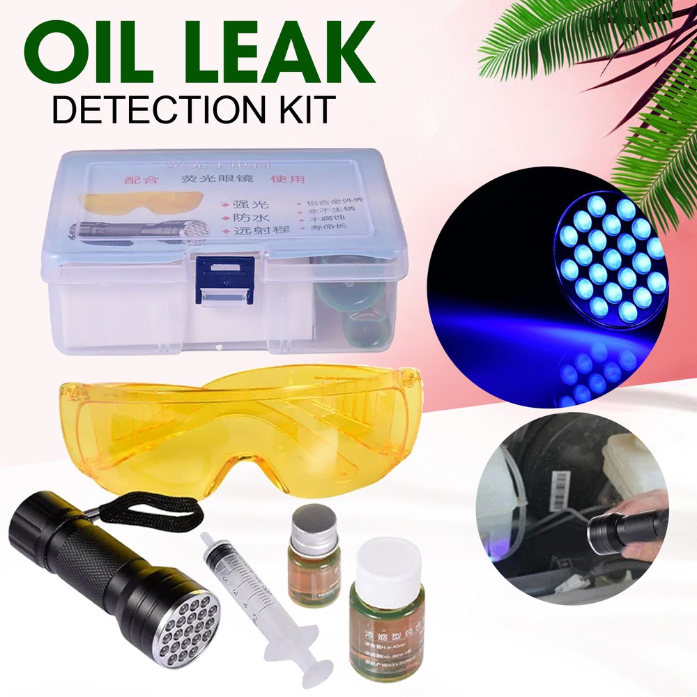 UV Oil Leak Detection Kit for Automotive AC System with Dye and Flashlight-image