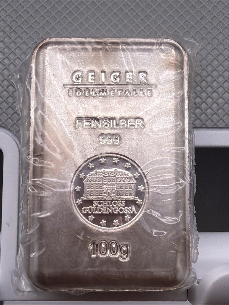 100 Gram GEIGER EDELMETALLE  .999 Silver Bar Ingot Fully Sealed