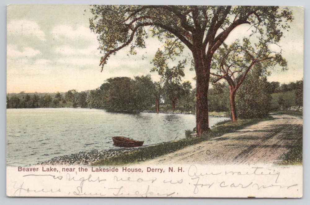 Beaver Lake Lakeside House Derry NH Postcard 1921 W. H. Bonson Germany