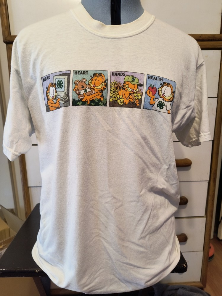 Vintage 90s Garfield 4-H t shirt L thrashed cartoon