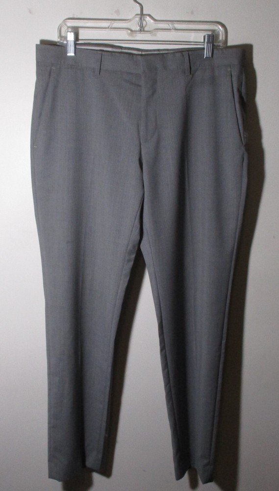 HUGO BOSS Gray 100% Wool Flat Dress Pants Size 34X31