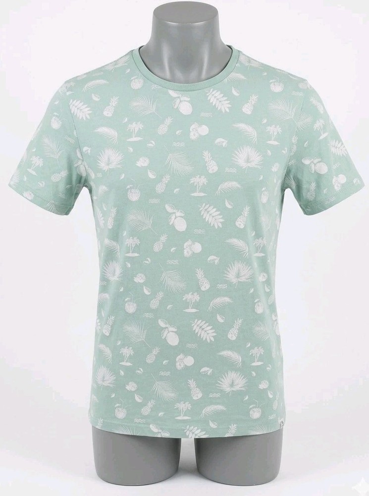 Free Planet Men's Tropical Graphic Green T-Shirt Size M Short Sleeve (260427-02)
