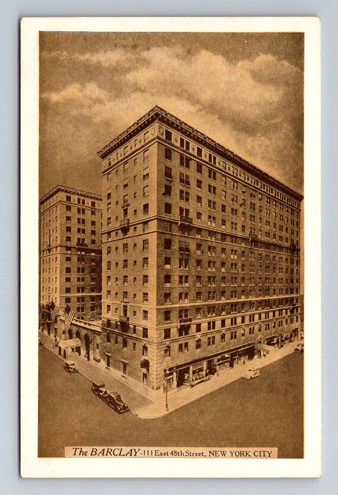 New York City NY,, Barclay Hotel East 48th Street Vintage Postcard