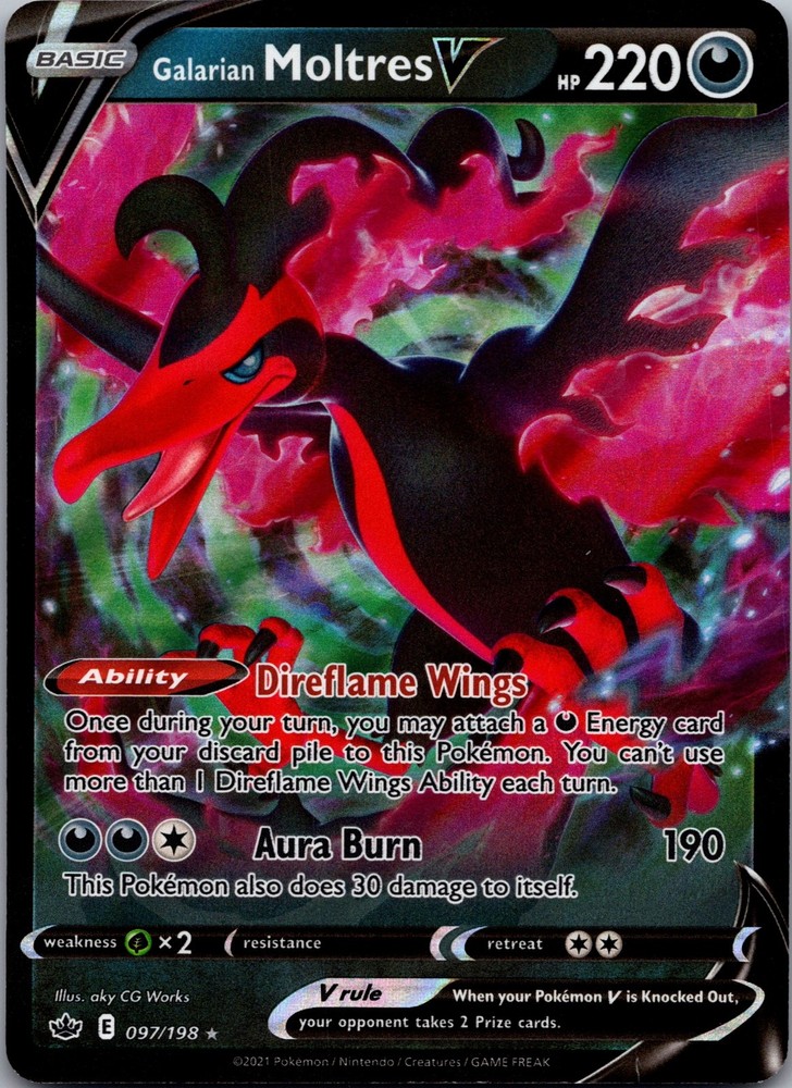Galarian Moltres V Holo Ultra Rare SWSH06: Chilling Reign 097/198 NM