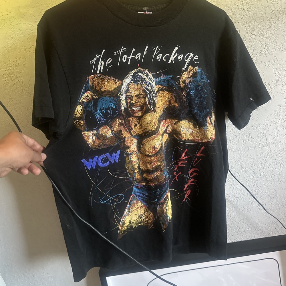 Vintage 90s WCW Lex Luger Total Package Wrestling Graphic T-Shirt RARE Mens M