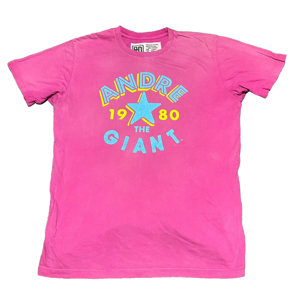 Roots of Fight T Shirt Mens Large Black Andre The Giant Pink RARE Cotton USA Tee
