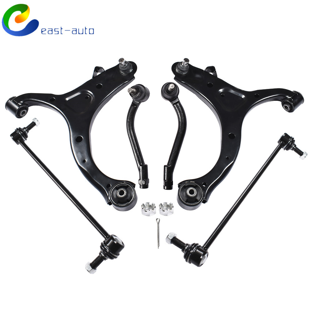 For Hyundai Santa Fe Kia Sorento Control Arms with Ball Joint Tie Rods 6Pc