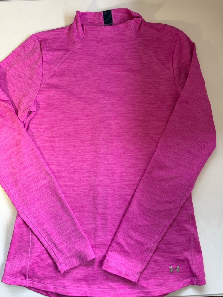 Under Armour ColdGear Women's Pink Mock Neck Long Sleeve Athletic Pullover M