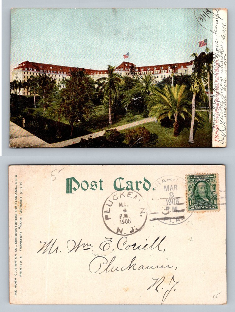 Palm Beach, FL-Florida, Hotel Royal Poinciana & Grounds Vintage c1908 Postcard