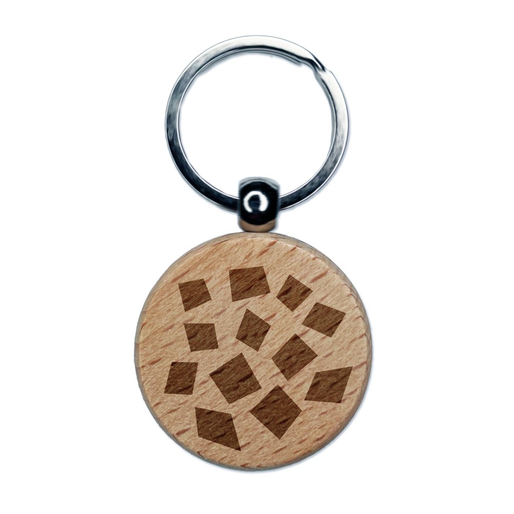 Custom Engraved Wood Keychain with Square Sprinkles Party Confetti