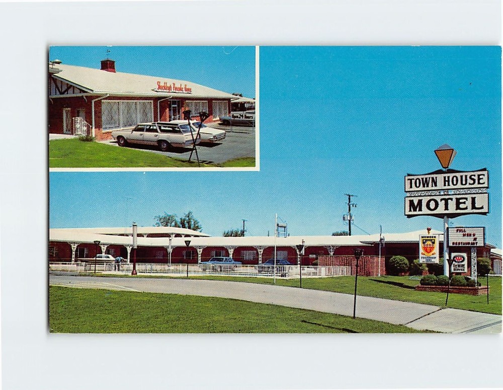 Postcard Town house Motel 7 Shockley's Restaurant Tupelo Mississippi USA