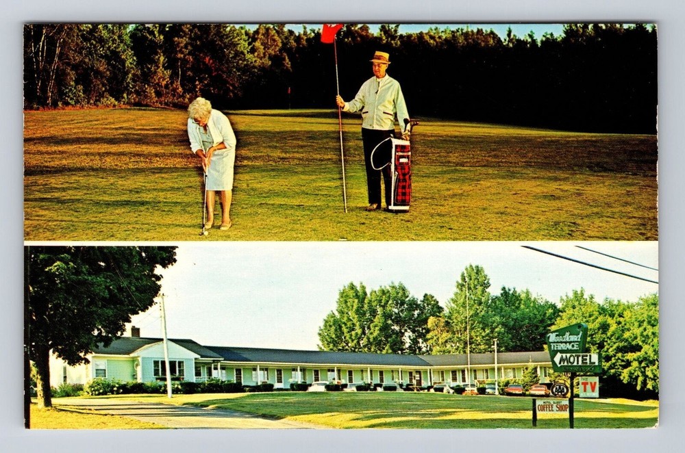 Brewer ME-Maine, Woodland Terrace Motel, Golf Course, Vintage c1966 Postcard