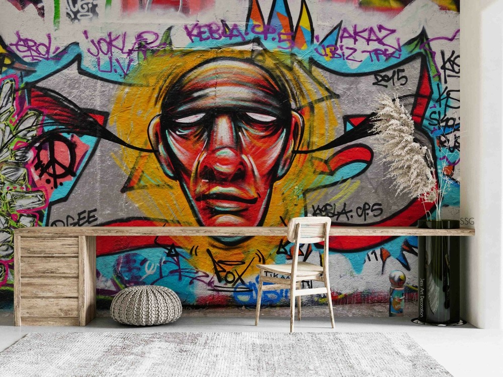 3D Abstract Male Doodle Self-adhesive Removable Wallpaper Murals Wall 148