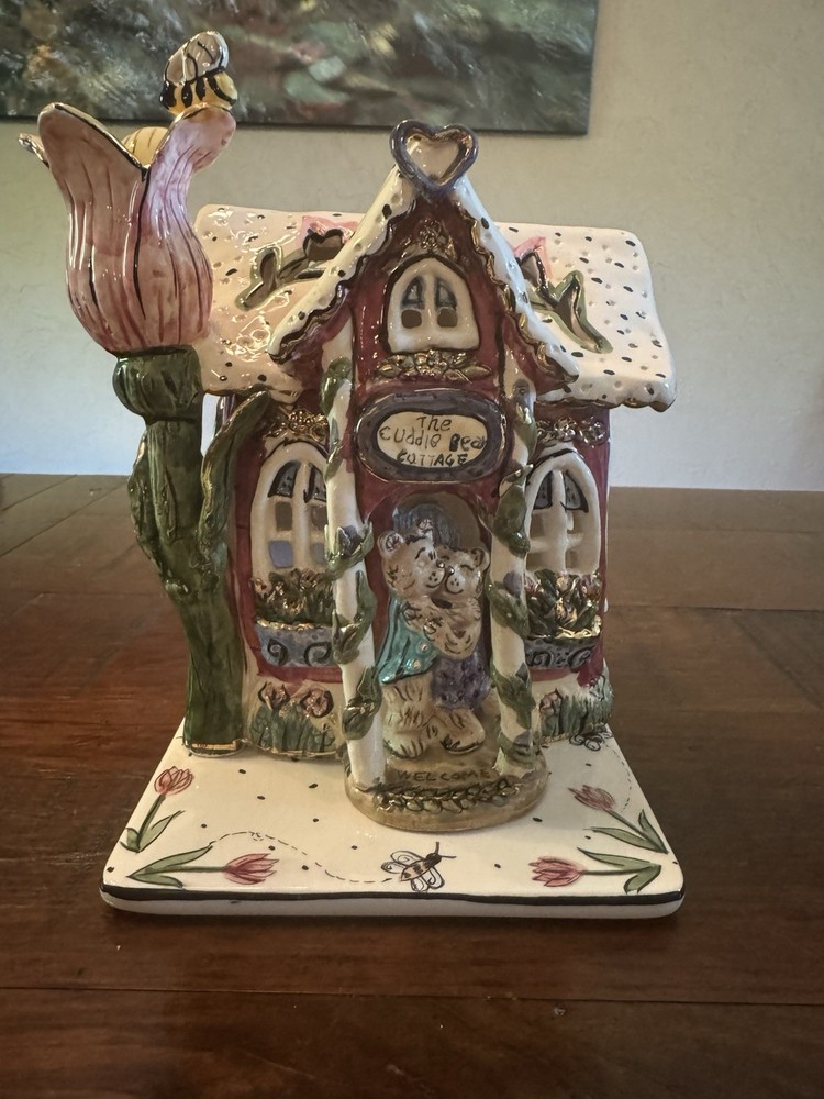 Blue Sky Clayworks Heather Goldminc Honey Bee Cottage Tea Light House