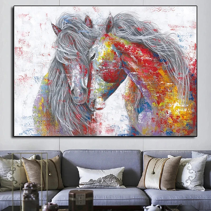 Graffiti Galloping Horses Poster Print Canvas Paintings Wall Art