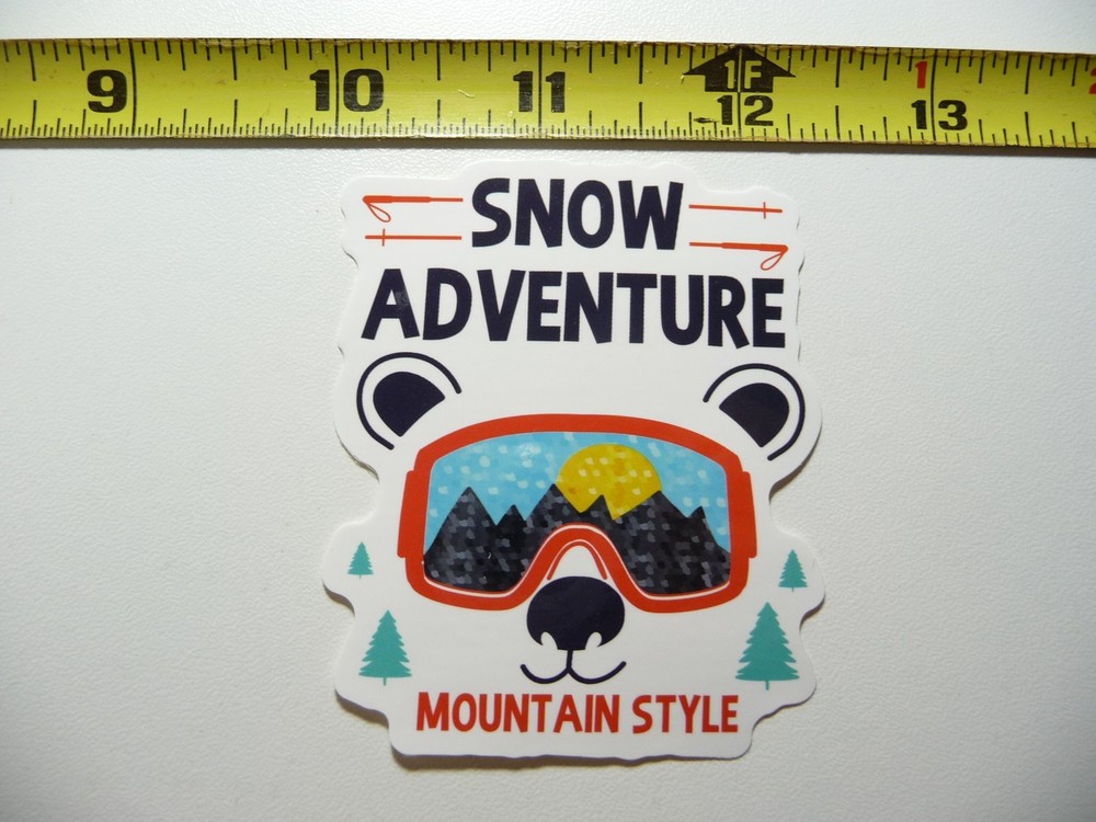 WINTER SPORTS POLAR BEAR SKIING DECAL STICKER RESORT PLAY FUN SNOW