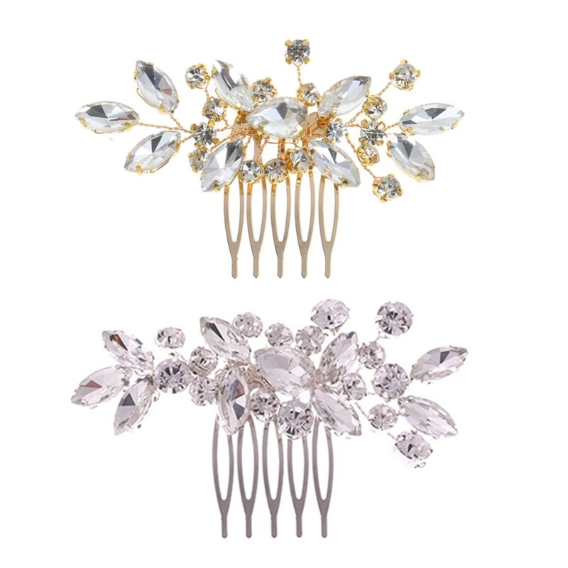 Modern Rhinestone Crystal Hair Comb for Weddings and Galas