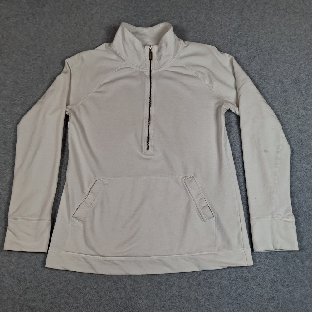 Lilly Pulitzer Skipper Popover Women Small Solid White 1/2 Zip Pullover *STAIN