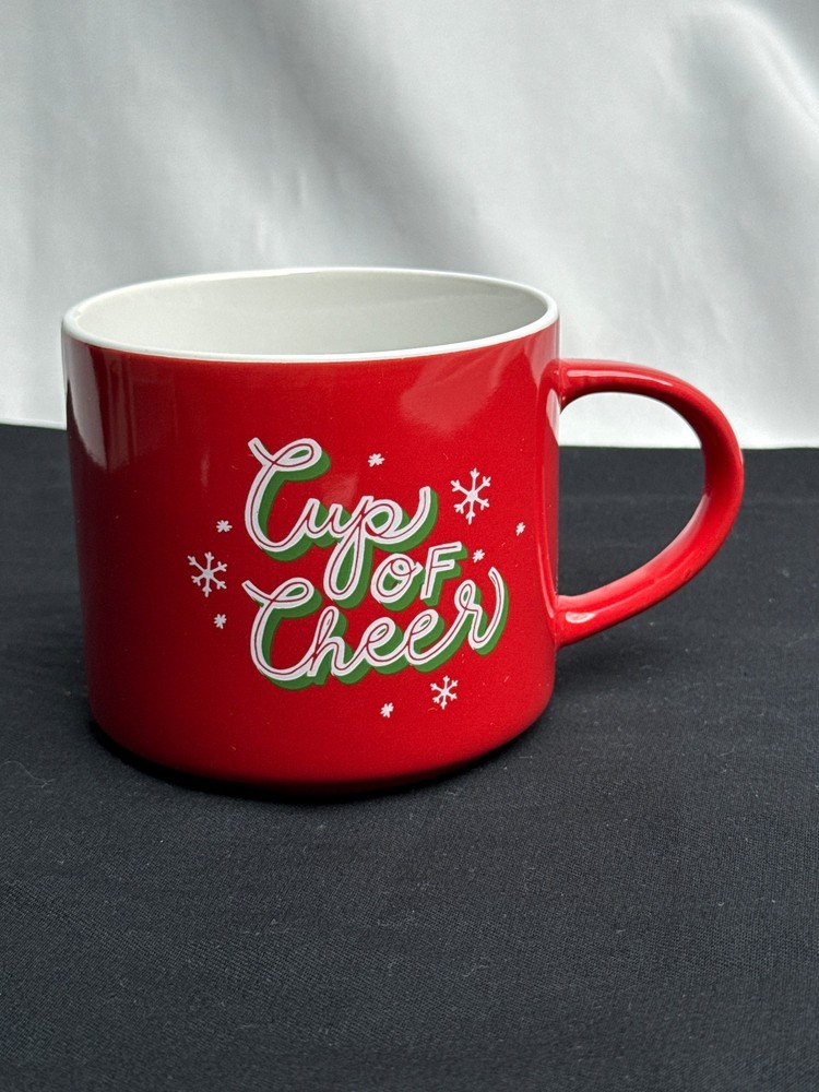 Cup of Cheer Red Christmas Coffee Mug Holiday Home 14oz Holiday Drinkware