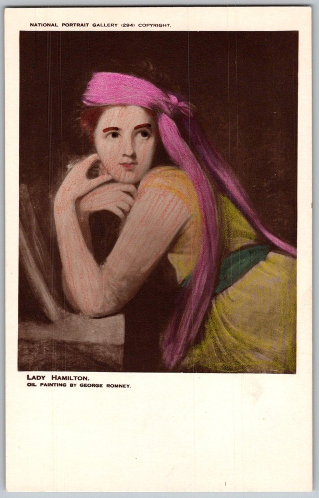 Antique Postcard Lady Hamilton Oil Painting London, England 1910s