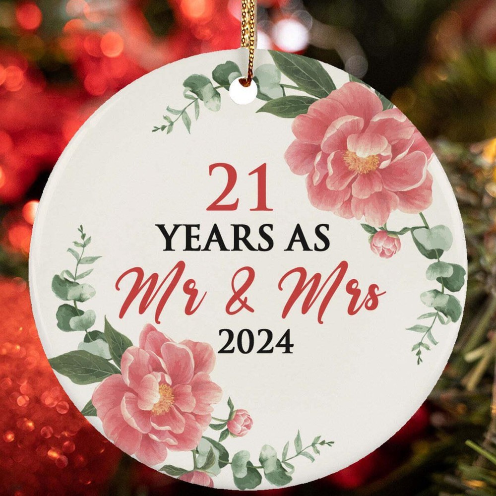 21 Years As Mr   Mrs Ornament 21th Weeding Anniversary Christmas Gift Tree Decor