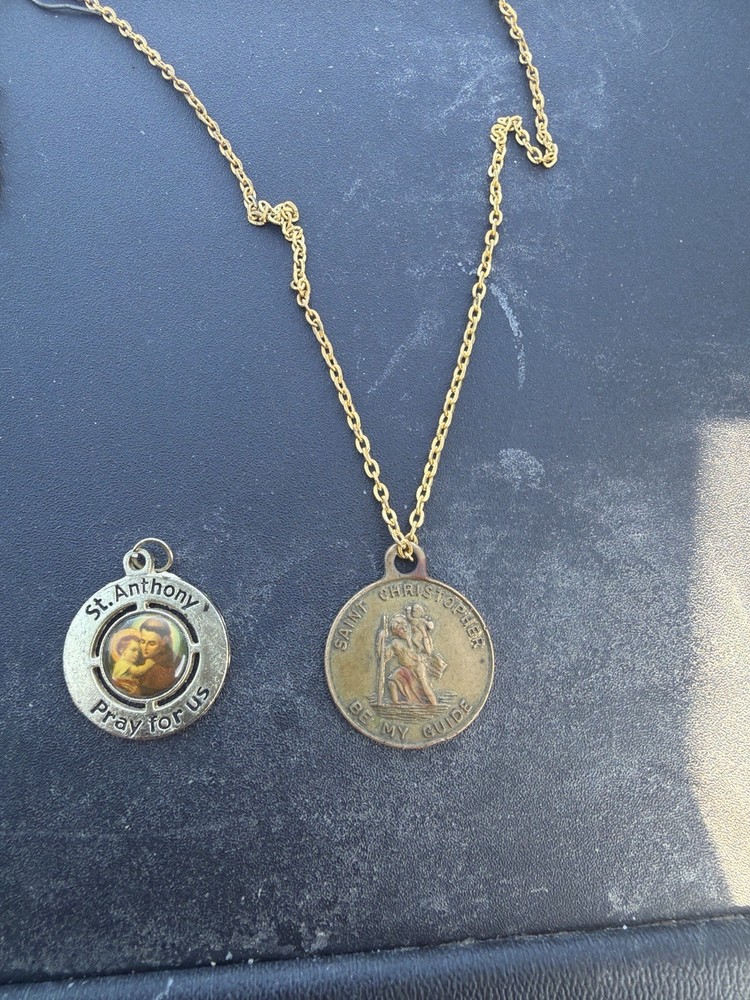 Vintage Catholic Medal Lot St Anthony St Christopher Religious