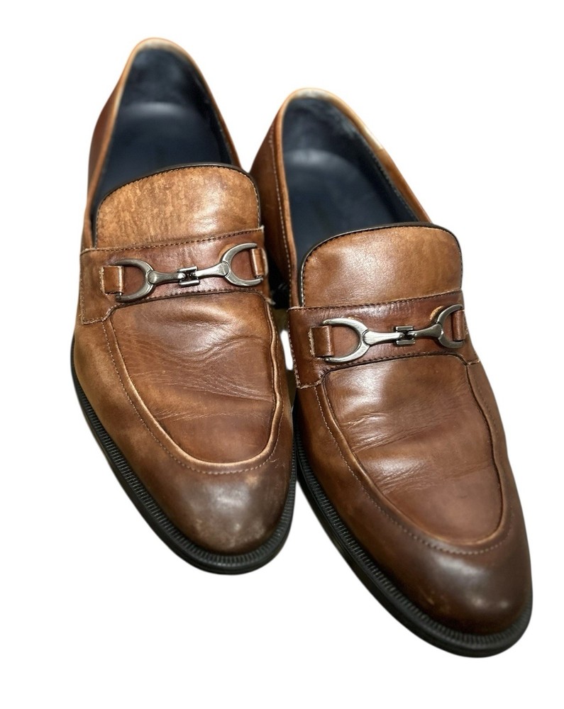 Johnston & Murphy Men’s 9M Flynch Tan Italian Calfskin Bit Buckle Loafers