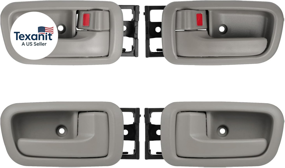 Set of 4 Interior Door Handles W/Bezel (Light Gray) Fit for 2000-2006 Toyota Tun