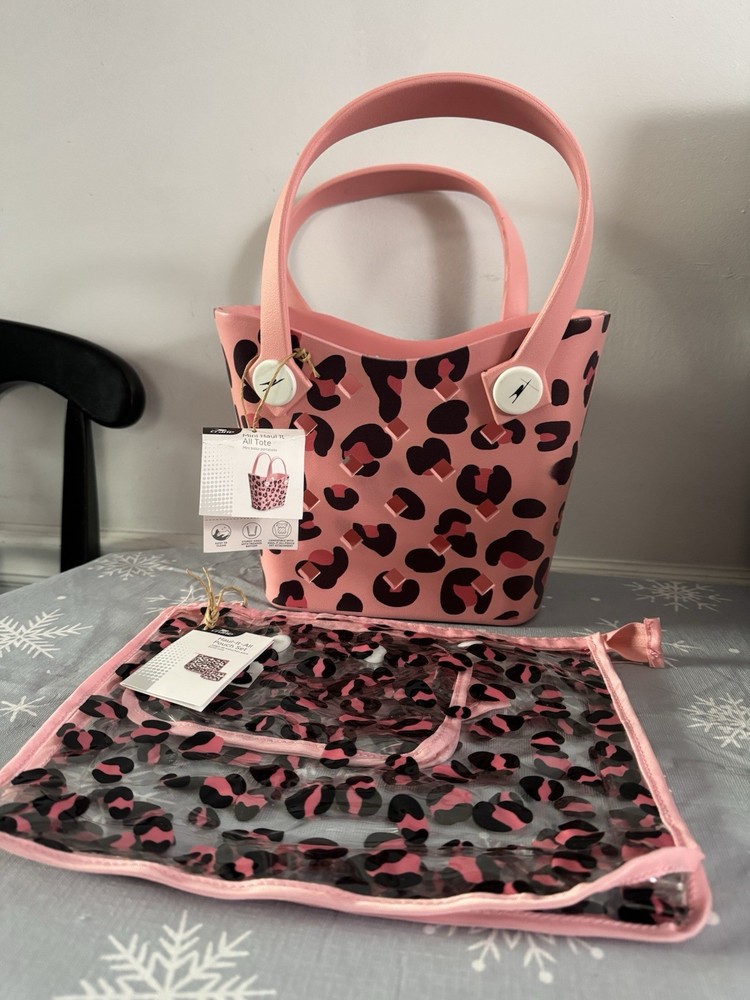 Aldi Crane Pink Leopard Mini Haul-It-All Tote with Organizer Inserts  