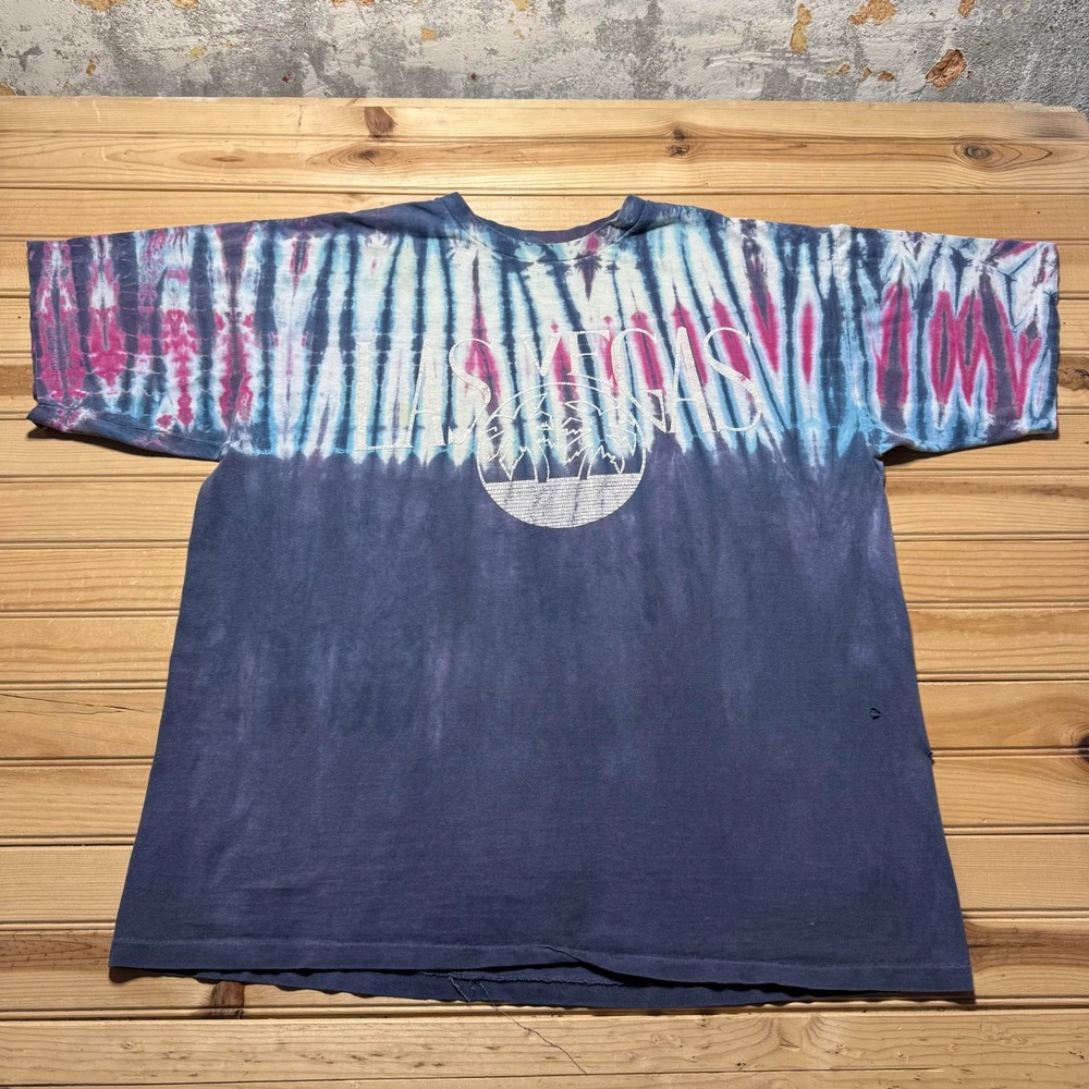 Vintage 90s Las Vegas Palm Trees Souvenir Graphic Tie Dye T-Shirt Men's Size XL