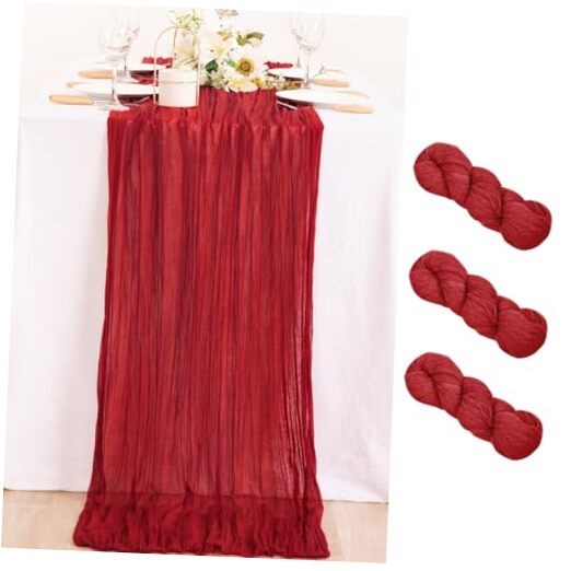 3 Pack Table Runner Boho Rustic Gauze Cheesecloth Table 10 ft - 3 Pack Red