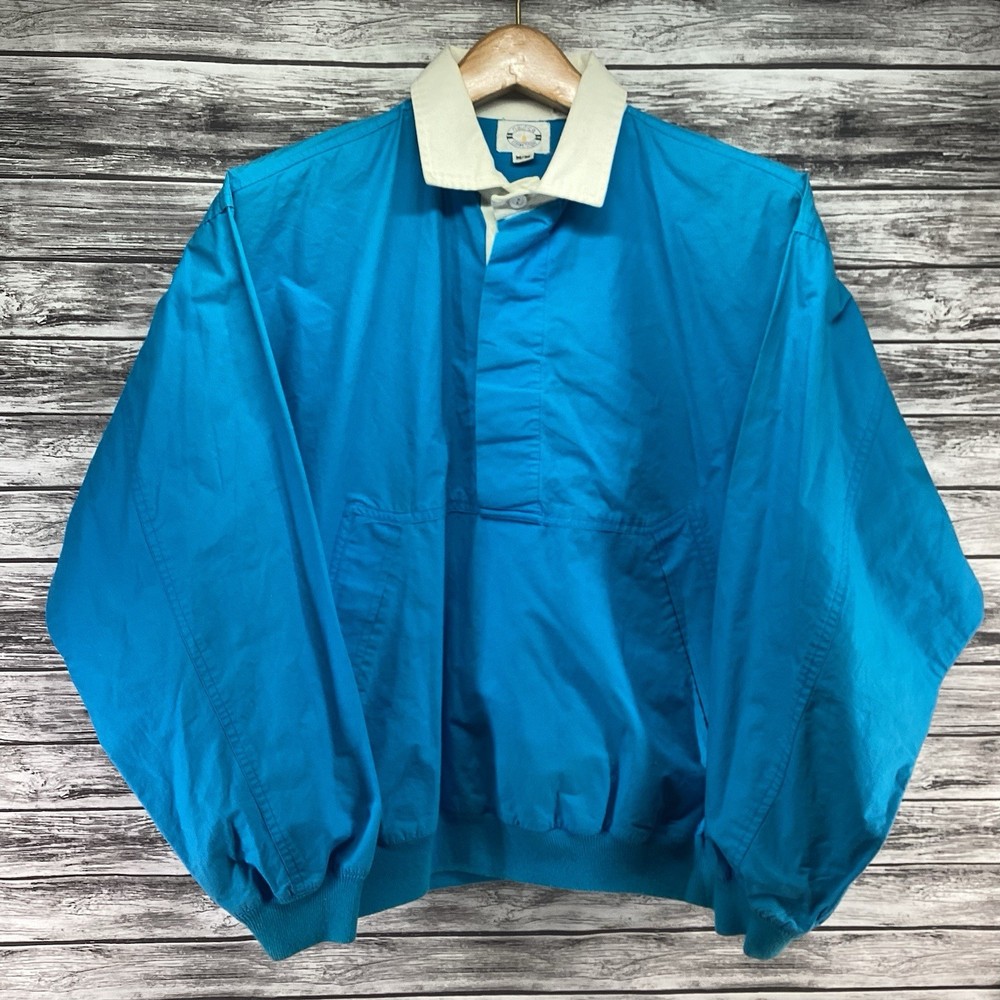 Vintage Nautica Competition Jacket Mens Medium Blue 1/4 Zip Bomber 90s