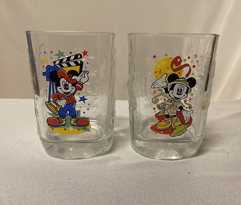 #490B McDonald Disney World Mickey Mouse Square Collector Glasses  Millennial
