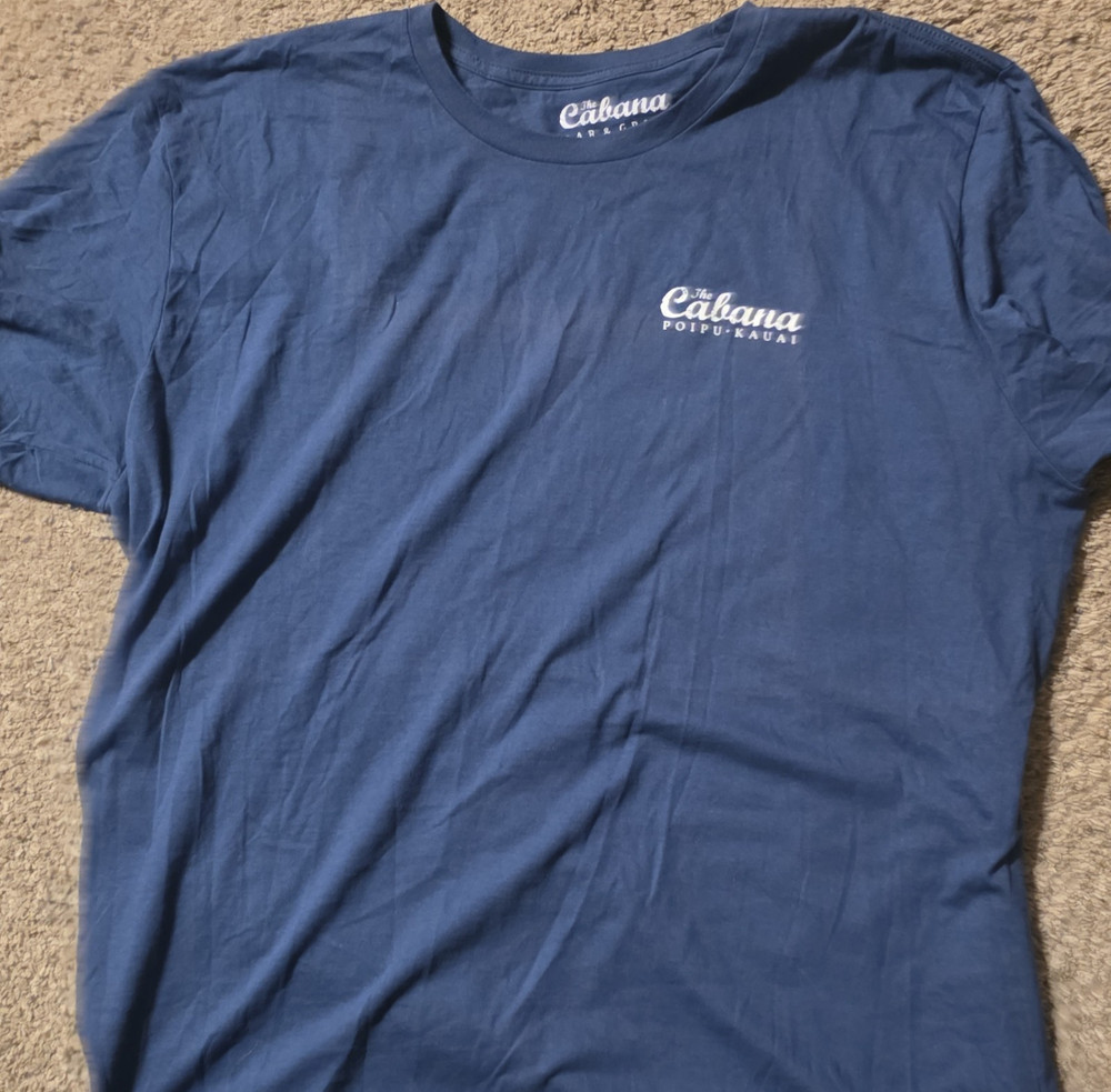 The Cabana Poipu Kauai Bar & Grill Blue Cotton Crew Neck T-Shirt Men's 2XL