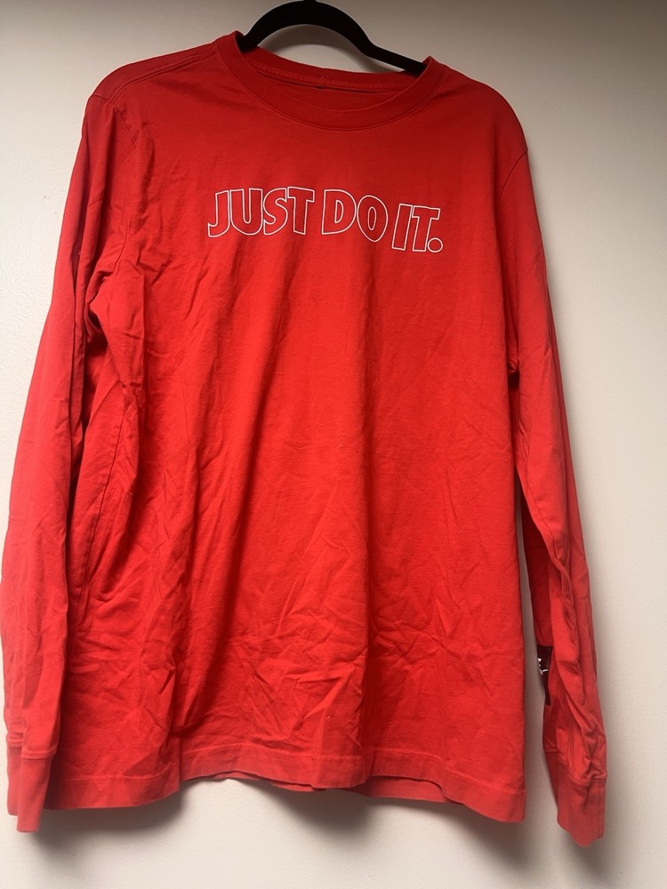 The Nike Tee Long Sleeve Red “Just Do It” Shirt Size L