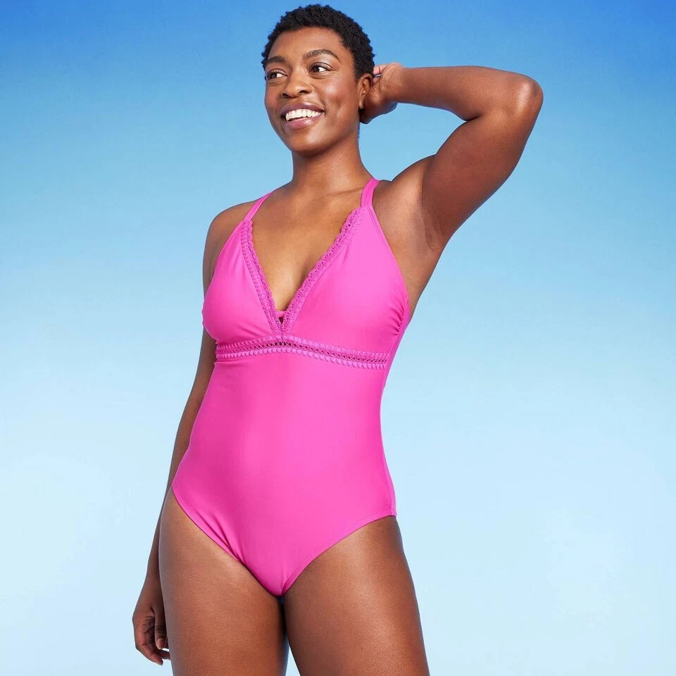 Kona Sol Women's One Piece Swimsuit Swimwear Crochet Shell Stitch