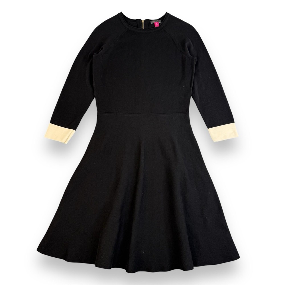 Vince Camuto Minimalist Academia A- Line Black & White Sweater Dress Size XS