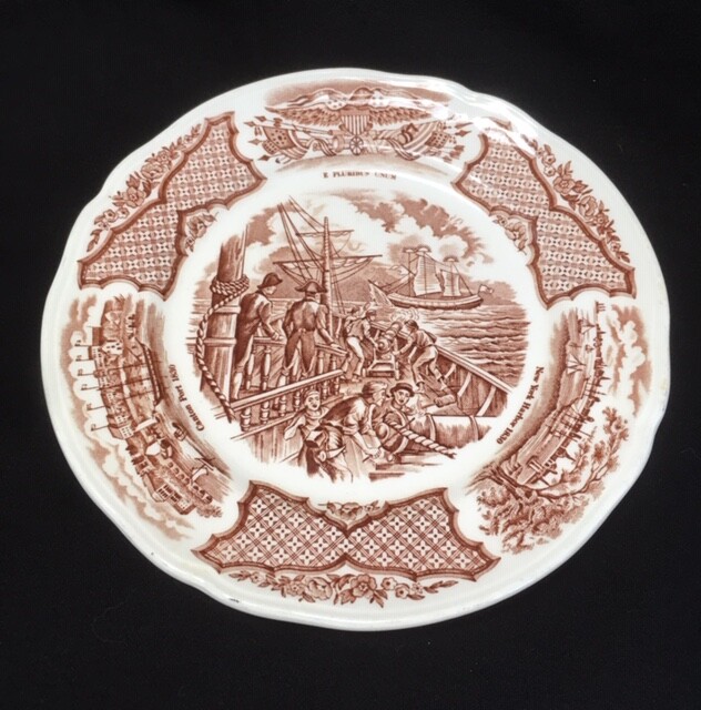 Meakin Fair Winds Bread / Dessert Plate 7” Brown Transferware Nautical
