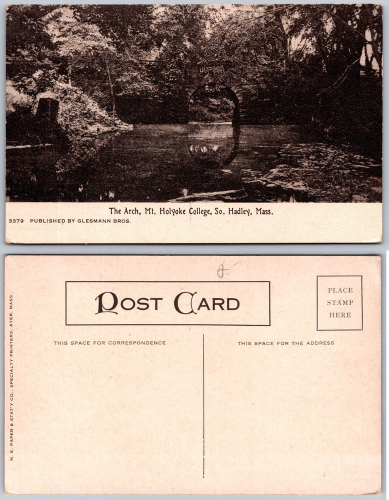 Arch Mt Holyoke College South Hadley MA Postcard