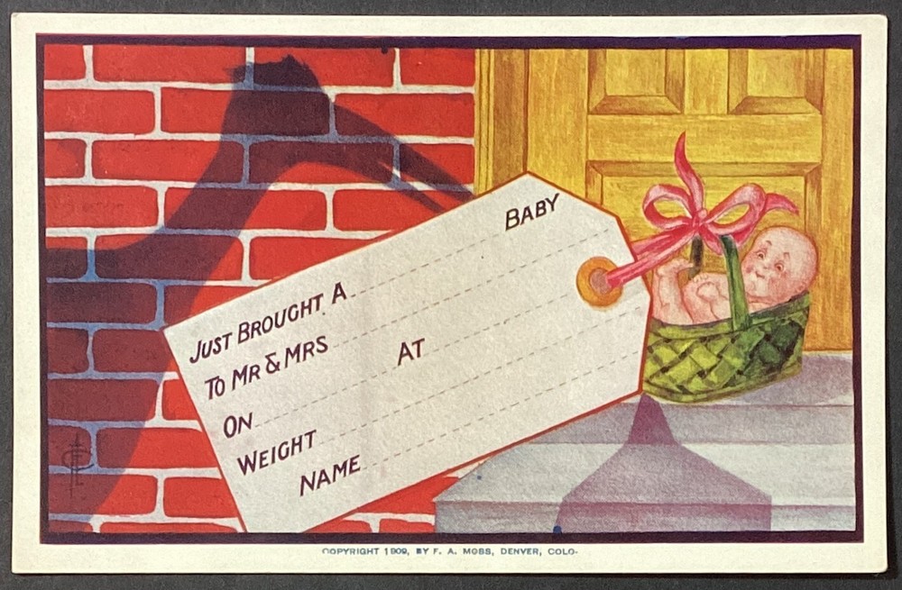 Baby Announcement Stork Vintage 1909 Embossed Postcard Unposted