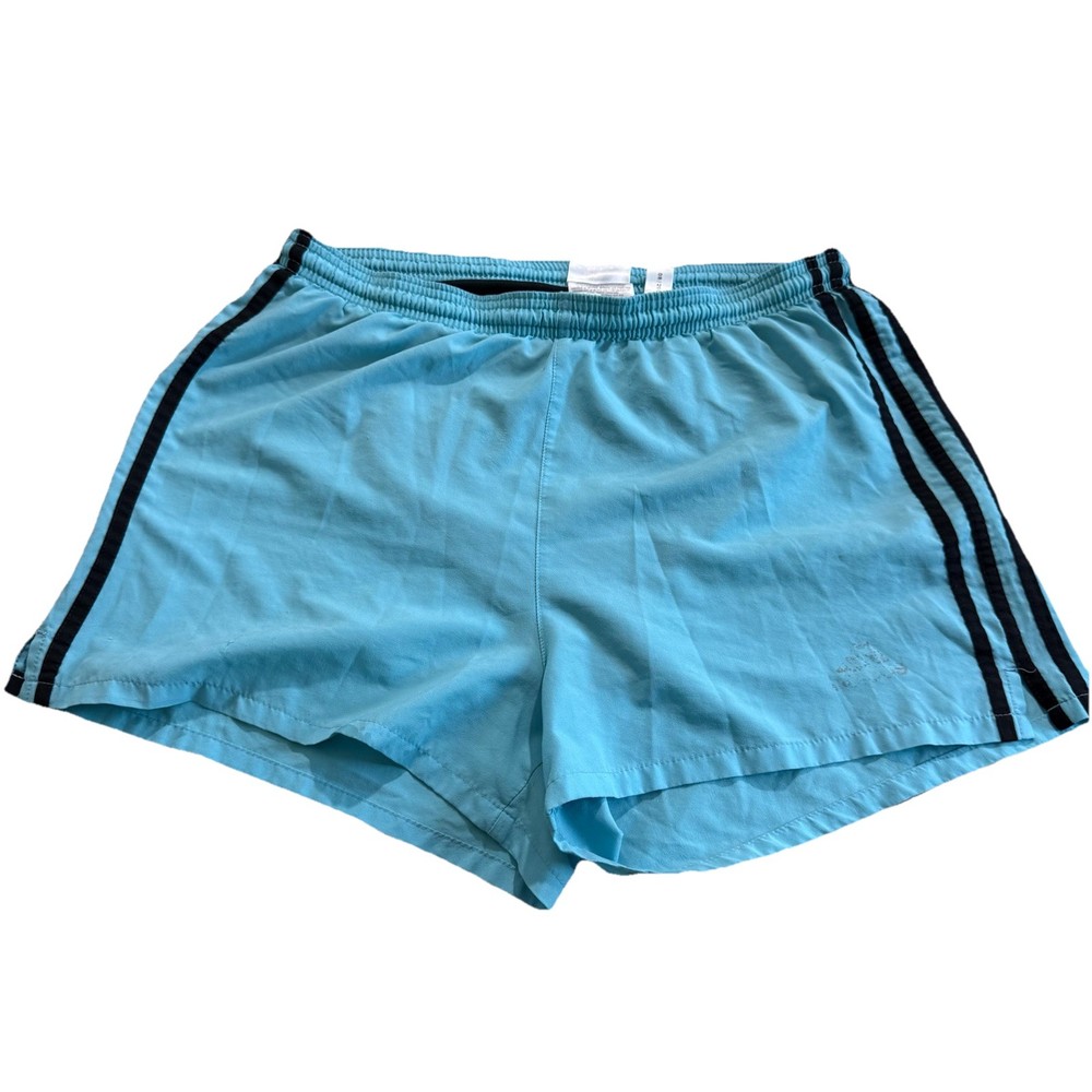 Vintage 2002 Adidas 3-Stripe Running Shorts Light Blue Aqua Mens Medium Retro