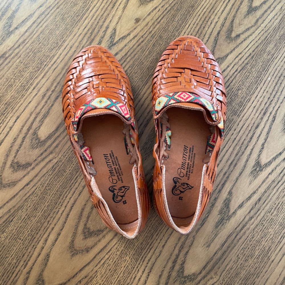 Huarache Sandals Womens Leather Woven Slip On Shoes Mexican Style